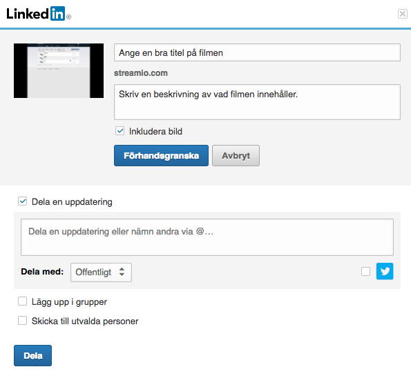 Publicera video på Linkedin