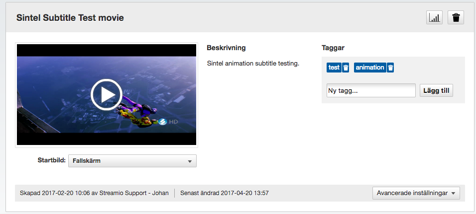Hantera videofilmer i Streamio