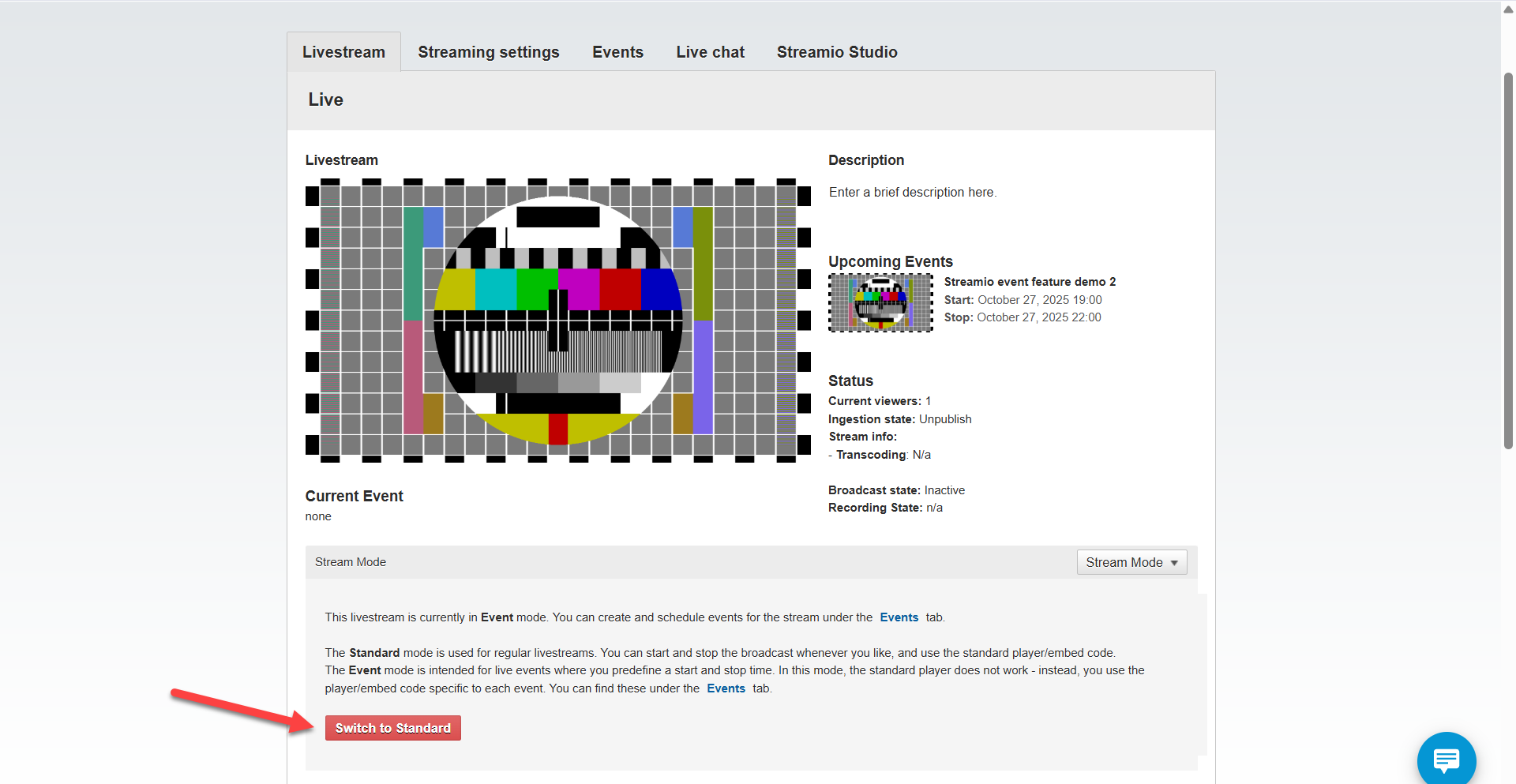 switch to back to standard mode